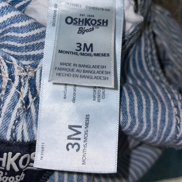 OshKosh B'gosh Overall Denim Shorts Railroad Hickory Stripes - Picture 3 of 4